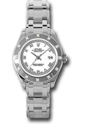 *Pre-Owned* Rolex White Gold Lady-Datejust Pearlmaster 29 Watch - 12 Diamond Bezel - White Roman Dial