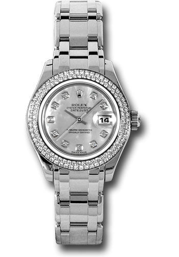 *Pre-Owned* Rolex White Gold Lady-Datejust Pearlmaster 29 Watch - 116 Diamond Bezel - Mother-Of-Pearl Diamond Dial