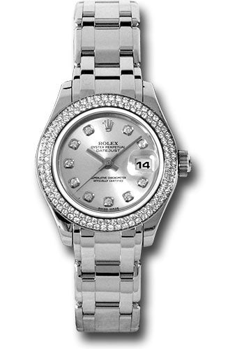 *Pre-Owned* Rolex White Gold Lady-Datejust Pearlmaster 29 Watch - 116 Diamond Bezel - Silver Diamond Dial