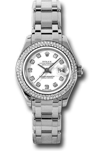 *Pre-Owned* Rolex White Gold Lady-Datejust Pearlmaster 29 Watch - 116 Diamond Bezel - White Diamond Dial