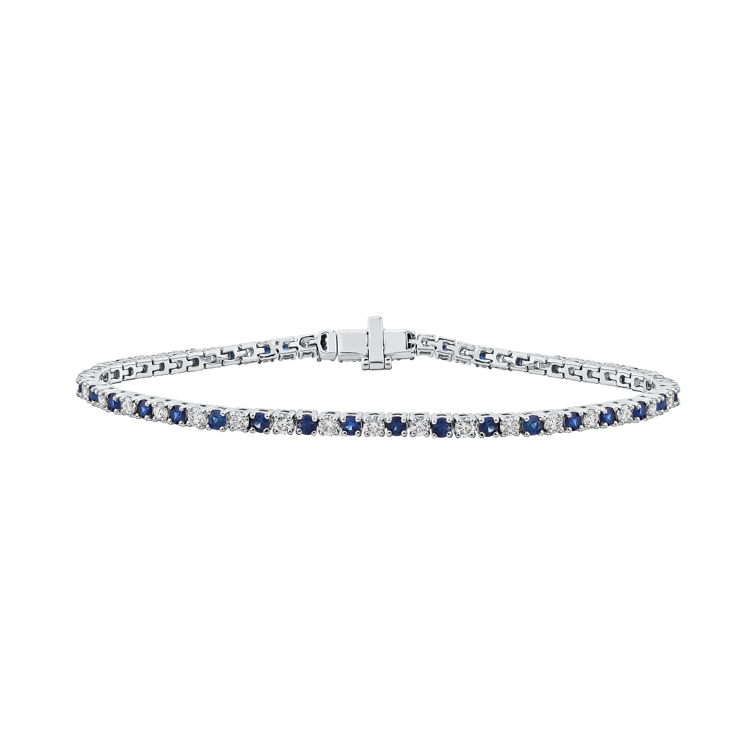 Diamond and Genuine Sapphire Alternating Tennis Bracelet