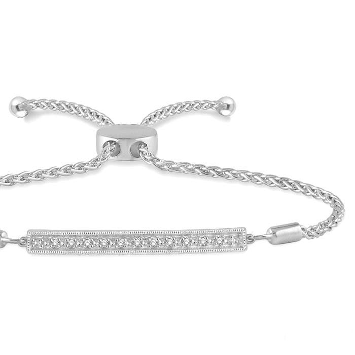 Silver Bar Diamond Lariat Bracelet