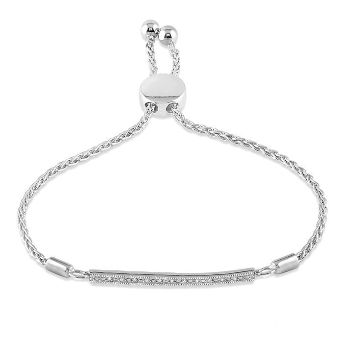 Silver Bar Diamond Lariat Bracelet