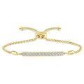 1/20 Ctw Horizontal Bar Round Cut Diamond Lariat Bracelet in Yellow Gold Vermeil