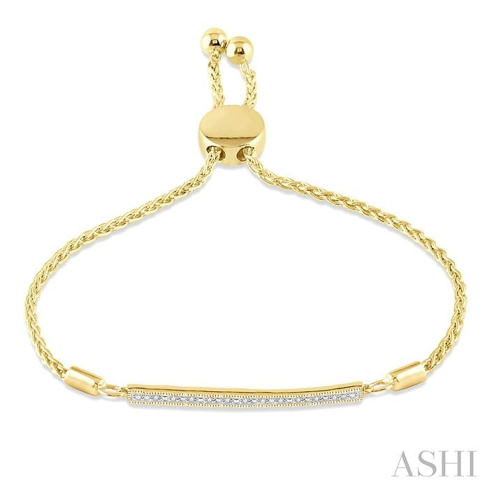 1/20 Ctw Horizontal Bar Round Cut Diamond Lariat Bracelet in Yellow Gold Vermeil