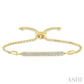 1/20 Ctw Horizontal Bar Round Cut Diamond Lariat Bracelet in Yellow Gold Vermeil