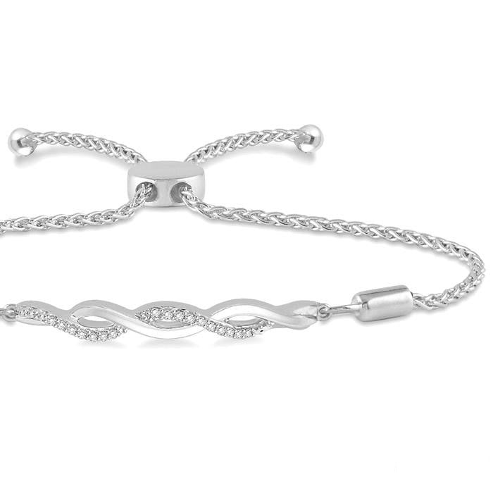 Silver Swirl Diamond Lariat Bracelet