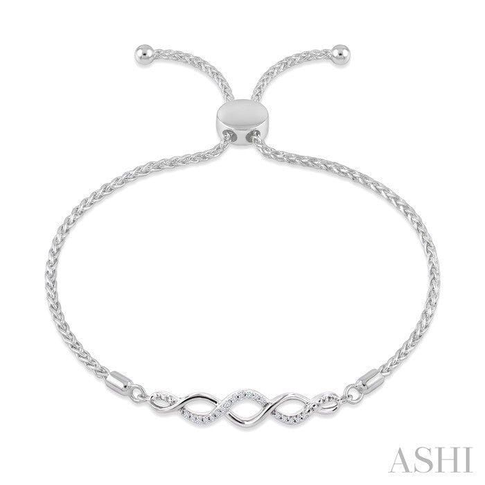 1/20 Ctw Infinity Swirl Round Cut Diamond Sterling Silver Lariat Bracelet