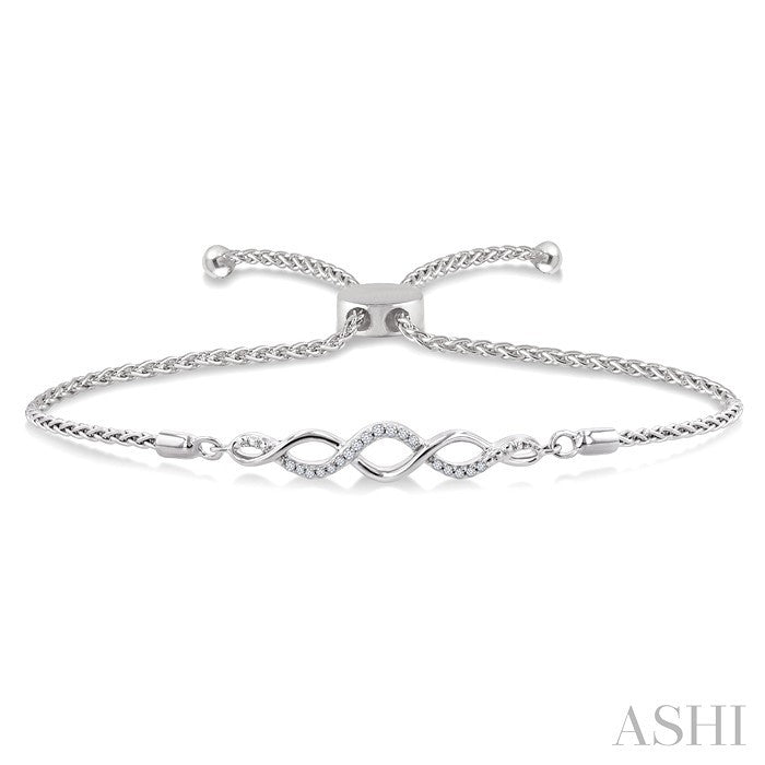 1/20 Ctw Infinity Swirl Round Cut Diamond Sterling Silver Lariat Bracelet