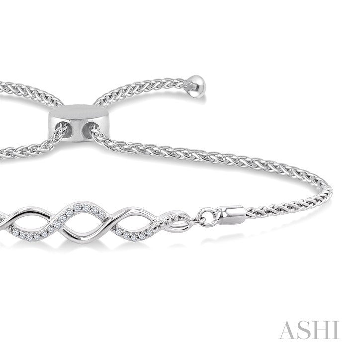 1/20 Ctw Infinity Swirl Round Cut Diamond Sterling Silver Lariat Bracelet
