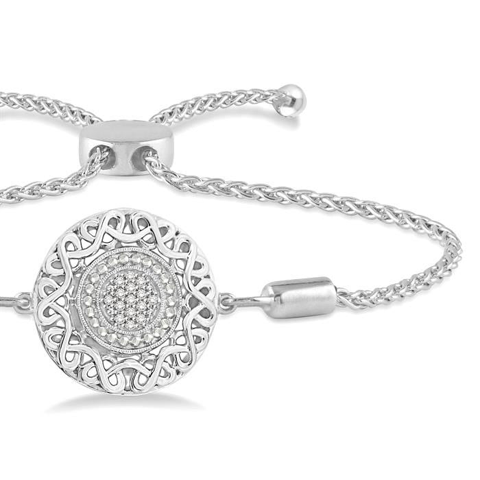 Silver Circle Diamond Lariat Bracelet