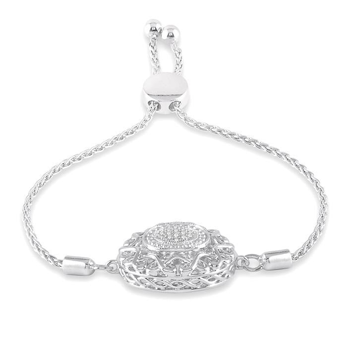 Silver Circle Diamond Lariat Bracelet