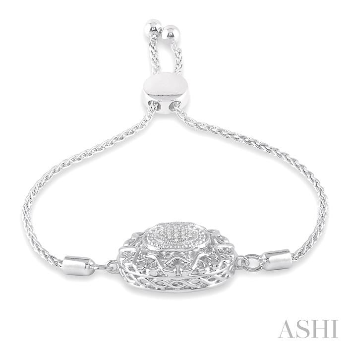1/20 Ctw Circular Lattice Round Cut Diamond Lariat Bracelet in Sterling Silver