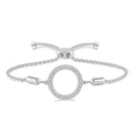1/10 Ctw Hollow Cut Circle Round Cut Diamond Sterling Silver Lariat Bracelet