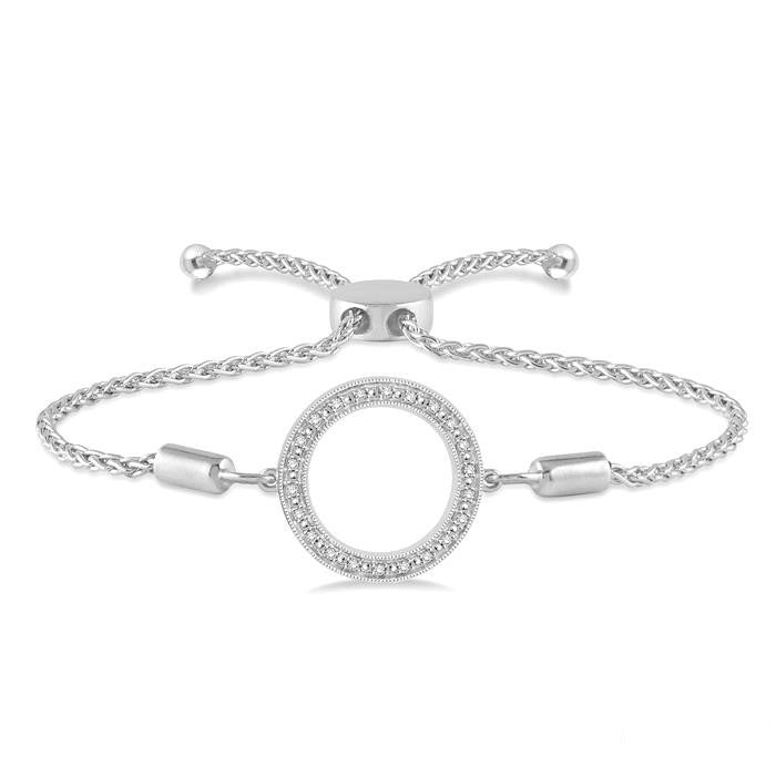 Silver Circle Diamond Lariat Bracelet
