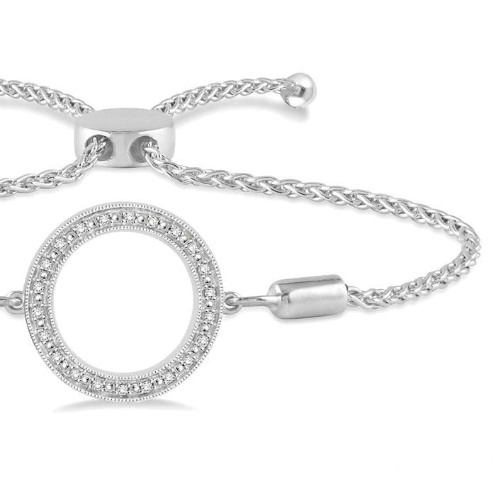 Silver Circle Diamond Lariat Bracelet