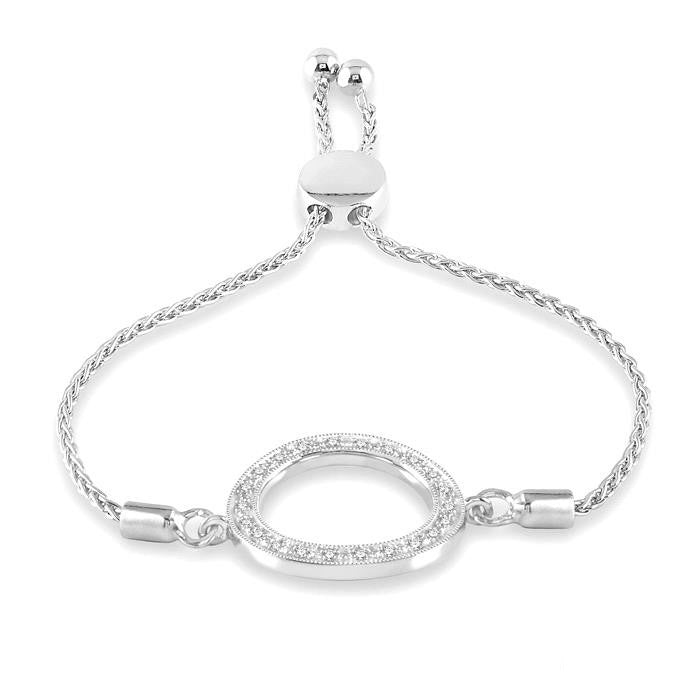 Silver Circle Diamond Lariat Bracelet