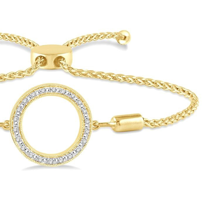 1/10 Ctw Hollow Cut Circle Round Cut Diamond Lariat Bracelet in Yellow Gold Vermeil