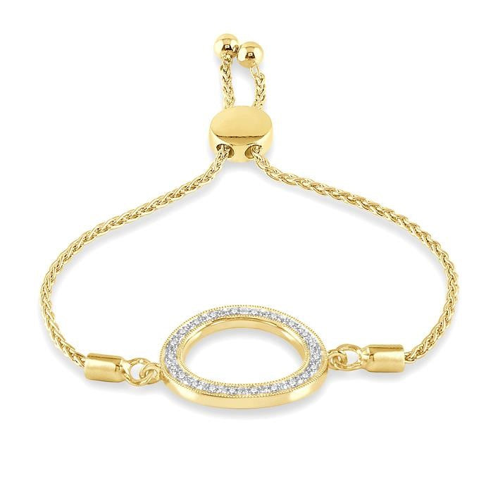1/10 Ctw Hollow Cut Circle Round Cut Diamond Lariat Bracelet in Yellow Gold Vermeil