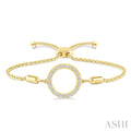 1/10 Ctw Hollow Cut Circle Round Cut Diamond Lariat Bracelet in Yellow Gold Vermeil