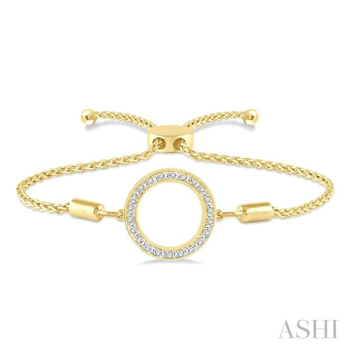 1/10 Ctw Hollow Cut Circle Round Cut Diamond Lariat Bracelet in Yellow Gold Vermeil