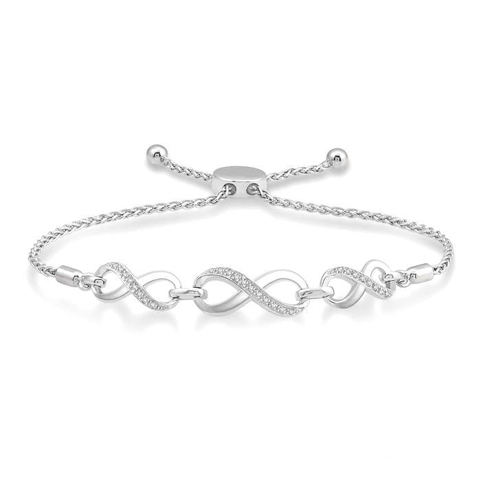 Silver Infinity Diamond Lariat Bracelet
