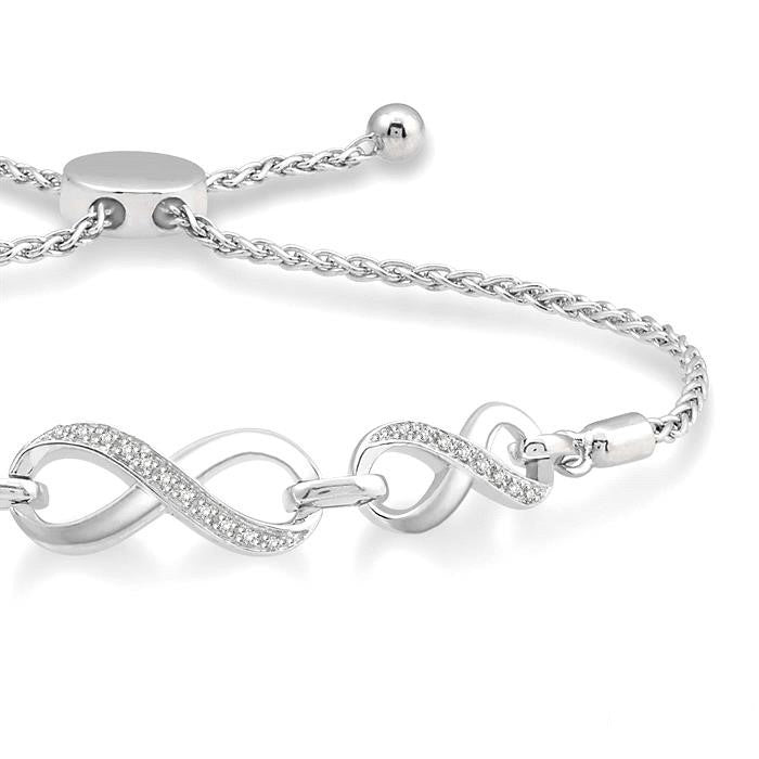 Silver Infinity Diamond Lariat Bracelet