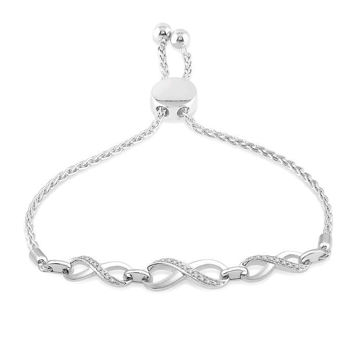 Silver Infinity Diamond Lariat Bracelet