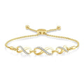1/20 Ctw Triple Infinity Link Round Cut Diamond Lariat Bracelet in Yellow Gold Vermeil