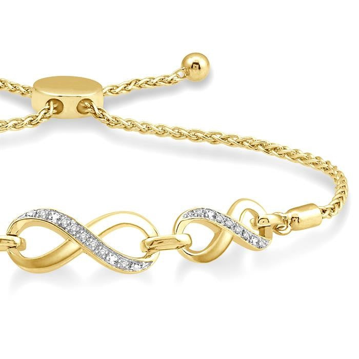 1/20 Ctw Triple Infinity Link Round Cut Diamond Lariat Bracelet in Yellow Gold Vermeil