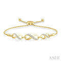 1/20 Ctw Triple Infinity Link Round Cut Diamond Lariat Bracelet in Yellow Gold Vermeil