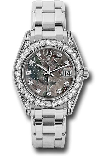 *Pre-Owned* Rolex White Gold Datejust Pearlmaster 34 Watch - 34 Diamond Bezel - Goldust Dream Diamond Dial