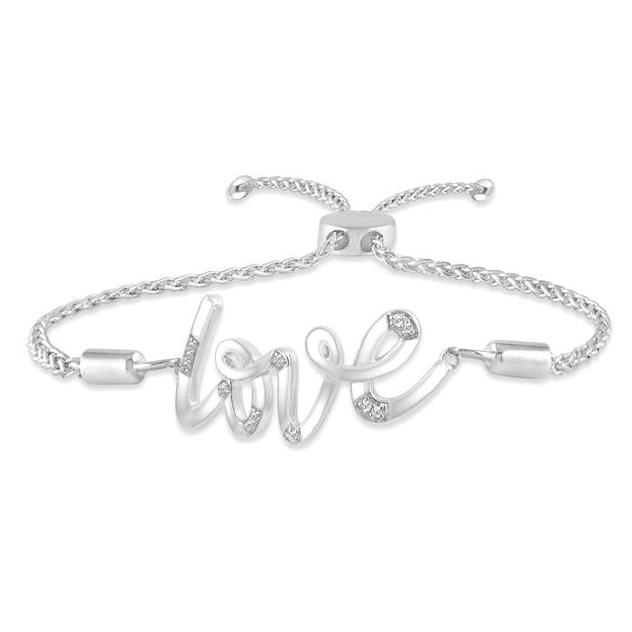 Silver Love Diamond Lariat Bracelet