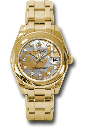 *Pre-Owned* Rolex Yellow Gold Datejust Pearlmaster 34 Watch - Polished Bezel - Goldust Dream Mother-Of-Pearl Diamond Dial