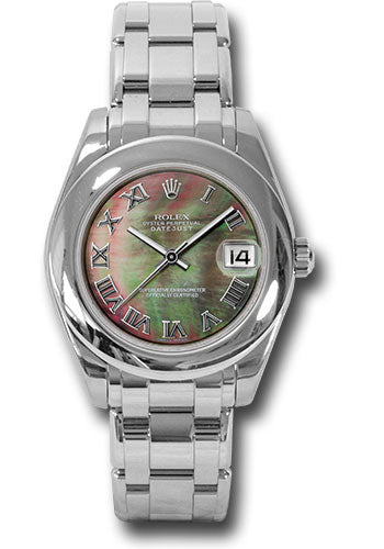 *Pre-Owned* Rolex White Gold Datejust Pearlmaster 34 Watch - Domed Bezel - Grey Mother-Of-Pearl Roman Dial