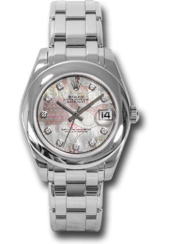 *Pre-Owned* Rolex White Gold Datejust Pearlmaster 34 Watch - Domed Bezel - Goldust Dream Mother-Of-Pearl Diamond Dial
