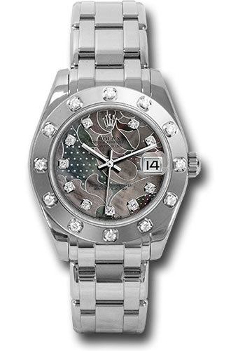 *Pre-Owned* Rolex White Gold Datejust Pearlmaster 34 Watch - 12 Diamond Bezel - Goldust Dream Diamond Dial