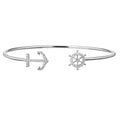 Diamond Anchor Ship Wheel Bangle Bracelet