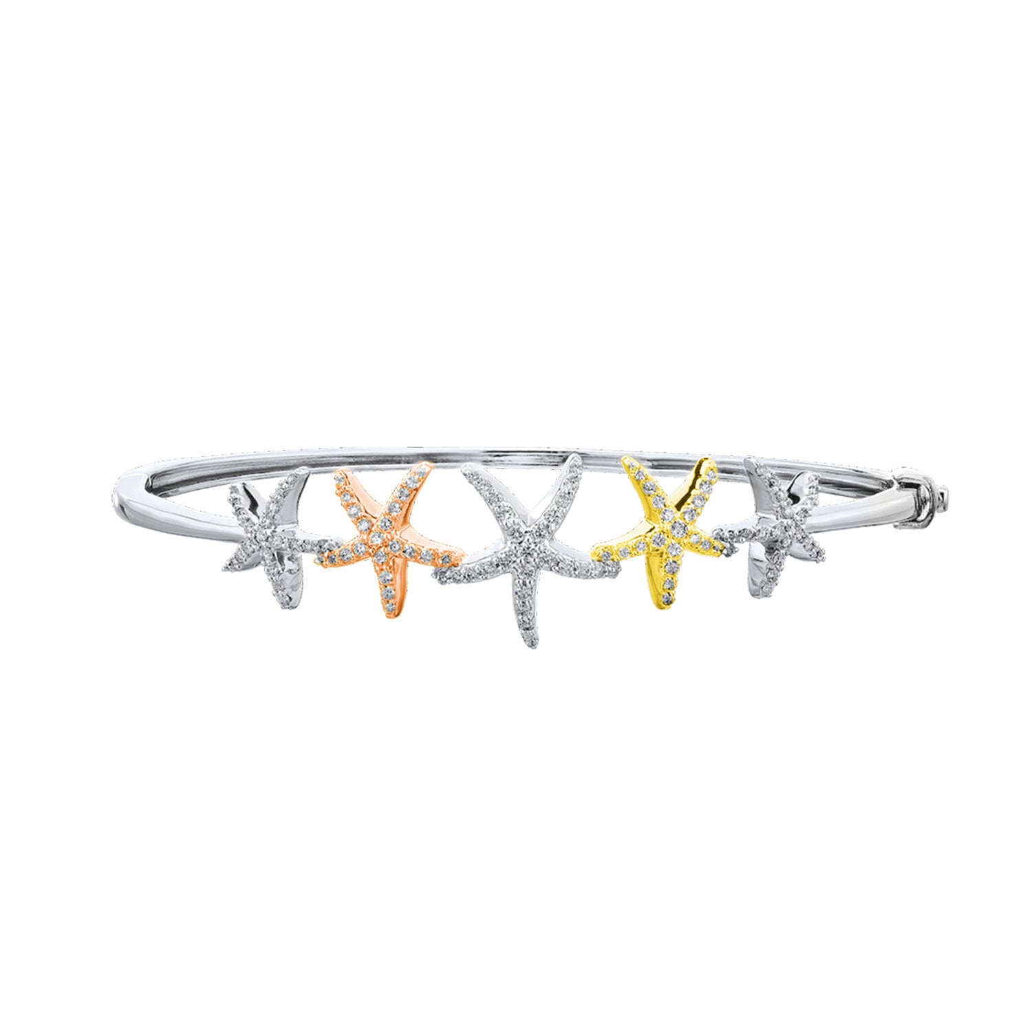 Diamond Graduated Star Fish Bangle Bracelet