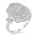 1/20 Ctw Round Cut Diamond Cross In Oval Ring in Sterling Silver