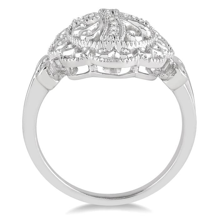 1/20 Ctw Round Cut Diamond Cross In Oval Ring in Sterling Silver