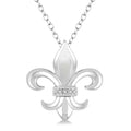 Silver Fleur De Lis Diamond Pendant
