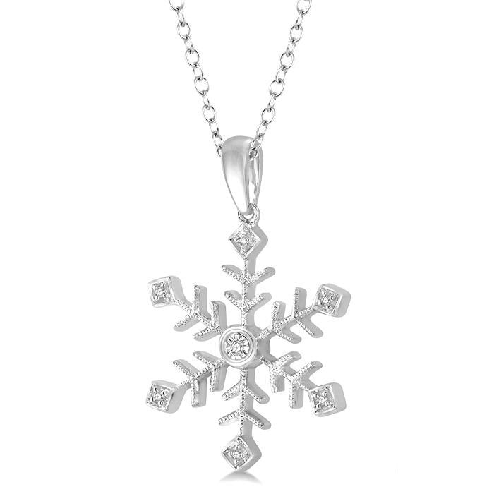Finesse Drift Silver Snow Flake Diamond Fashion Pendant