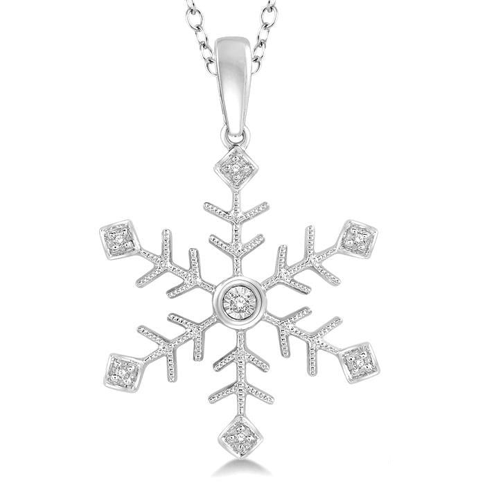 Finesse Drift Silver Snow Flake Diamond Fashion Pendant