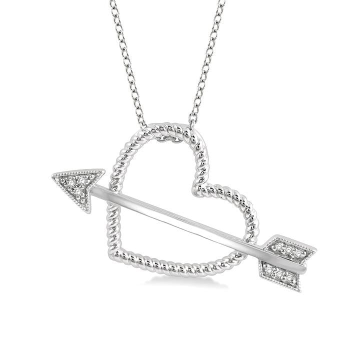 Silver Arrow & Heart Shape Diamond Fashion Pendant