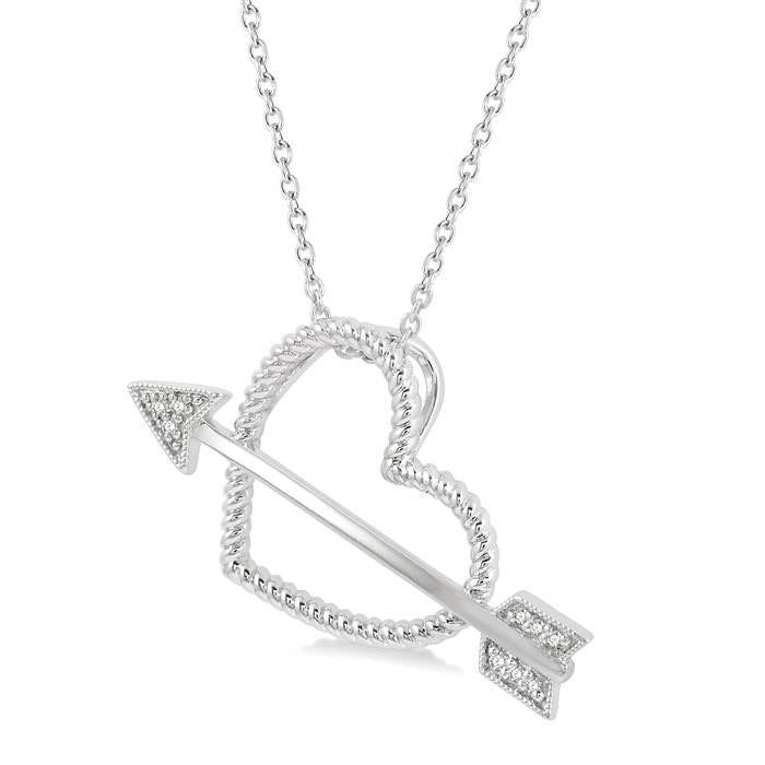 Silver Arrow & Heart Shape Diamond Fashion Pendant