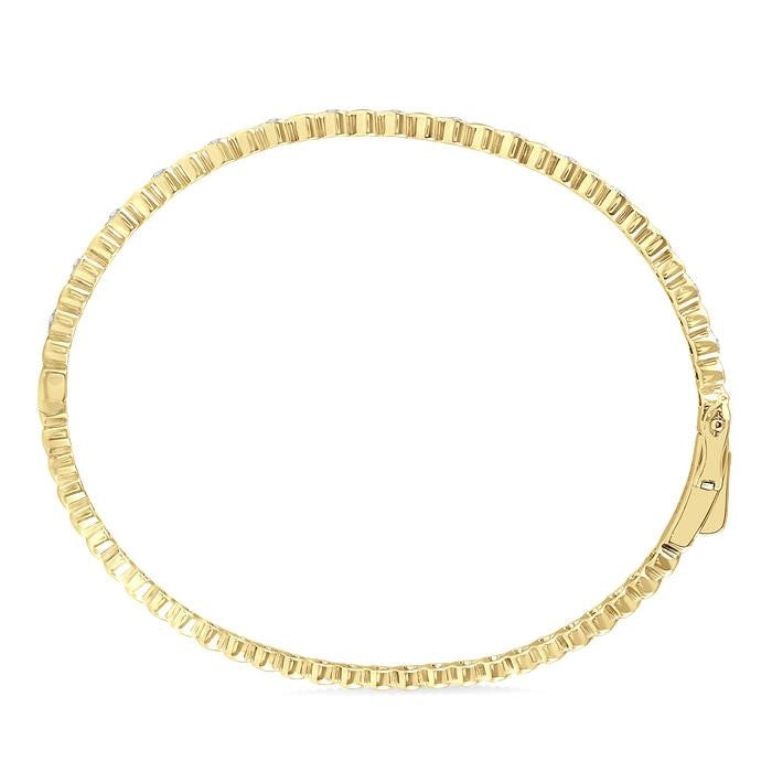 1/6 Ctw Puffed Heart Round Cut Diamond Bangle in Yellow Gold Vermeil