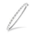 Silver Puffed Heart Shape Diamond Bangle
