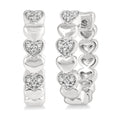 1/20 Ctw Mini Hearts Round Cut Diamond Hoop Earrings in Sterling Silver
