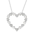 1/20 Ctw Puffed Heart Plain and Round Cut Diamond Fashion Pendant With Chain in Sterling Silver